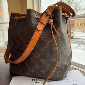 Louis Vuitton Petit Noe Monogram Brown Bag with certificate of authenticuty